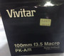 VIVITAR 100MM F3.5 CAMERA LENSES MACRO 1:2.X | FREE SHIPPING | NEW IN BOX