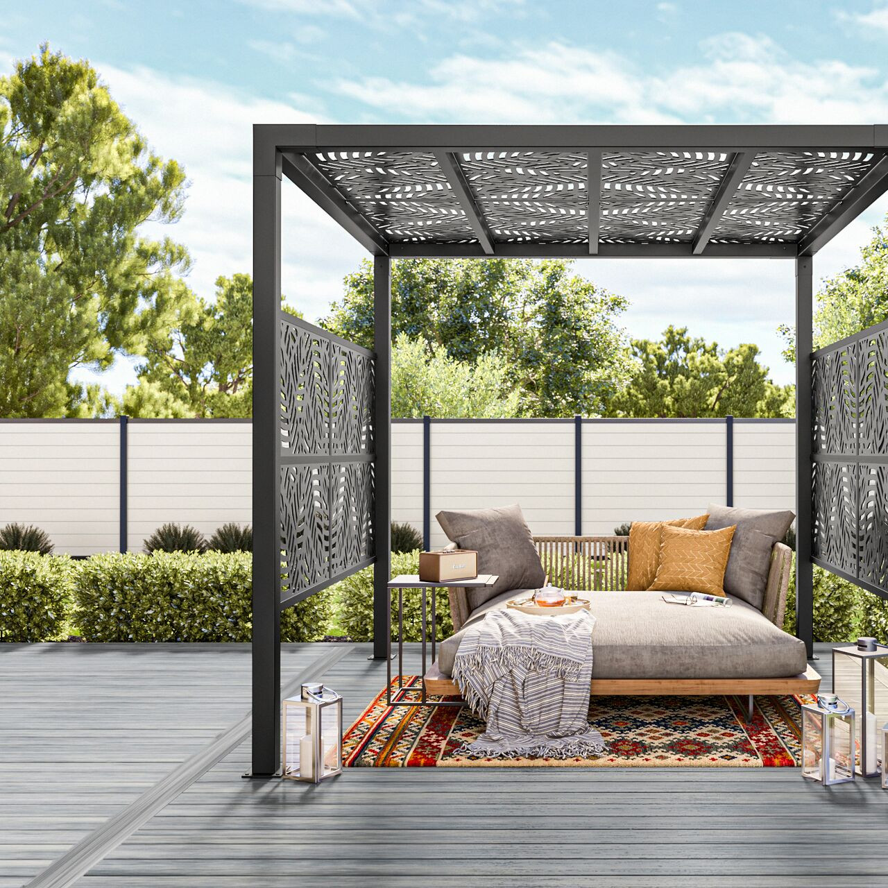 Polypro Screen Freestyle - Decorative Polypro Screen Panel 3' x 6' Sanibel Black