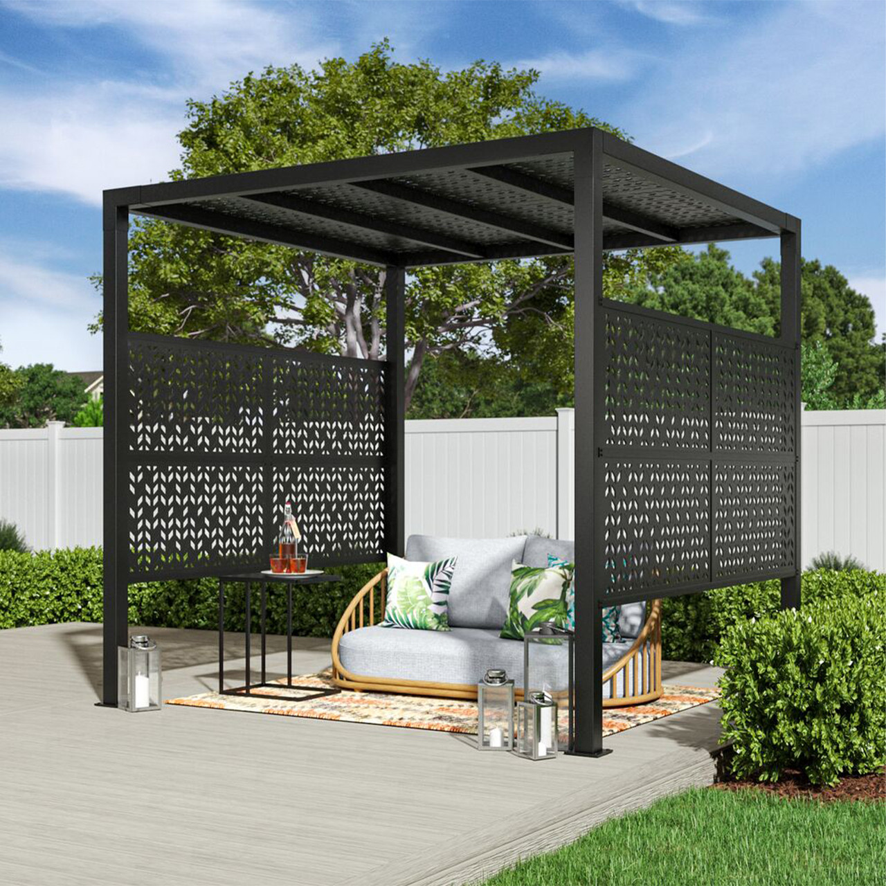Polypro Screen Freestyle - Decorative Polypro Screen Panel 2' x 4' Aztek Black