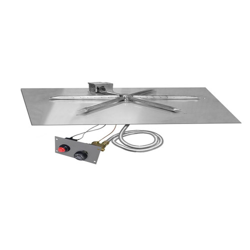 Square Gas Fire Pit Burner Insert with Flexframe 30" Stainless Steel