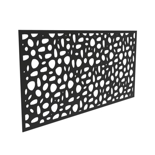 River Rock Decorative Screen Panel 3' x 6' Black