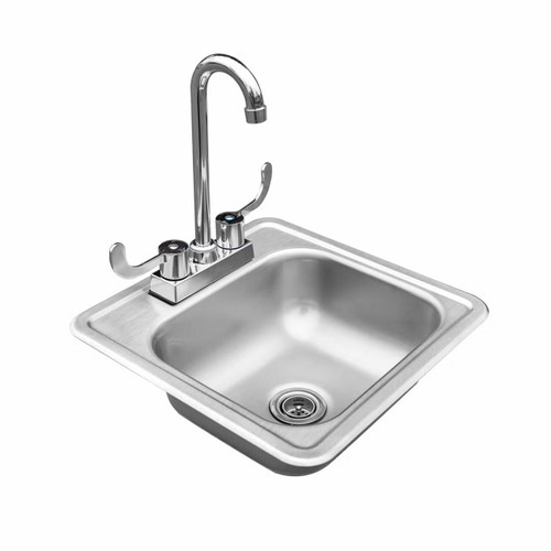 Outdoor Drop-In Sink with Faucet Stainless Steel Sink & Outdoor Faucet