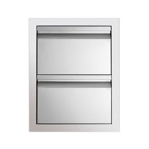 Handleless Double Drawers 17" Stainless Steel