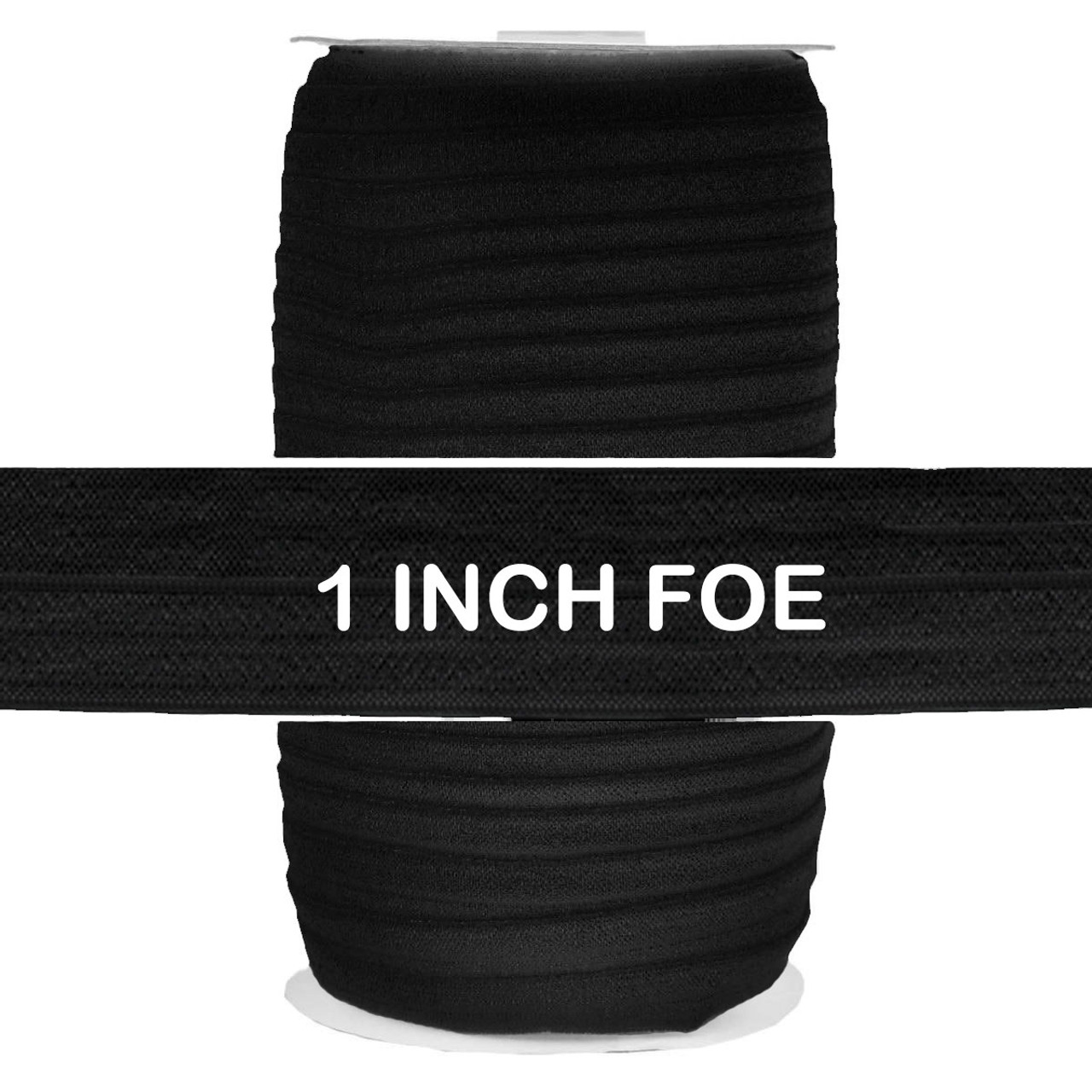 Black 3/4 - 20mm FOE  Fold Over Elastic from Elastic By The Yard