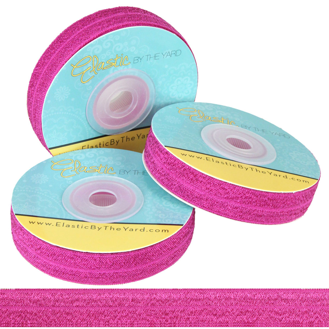 Hot Pink Fairy Dust Glitter 5/8 Fold Over Elastic