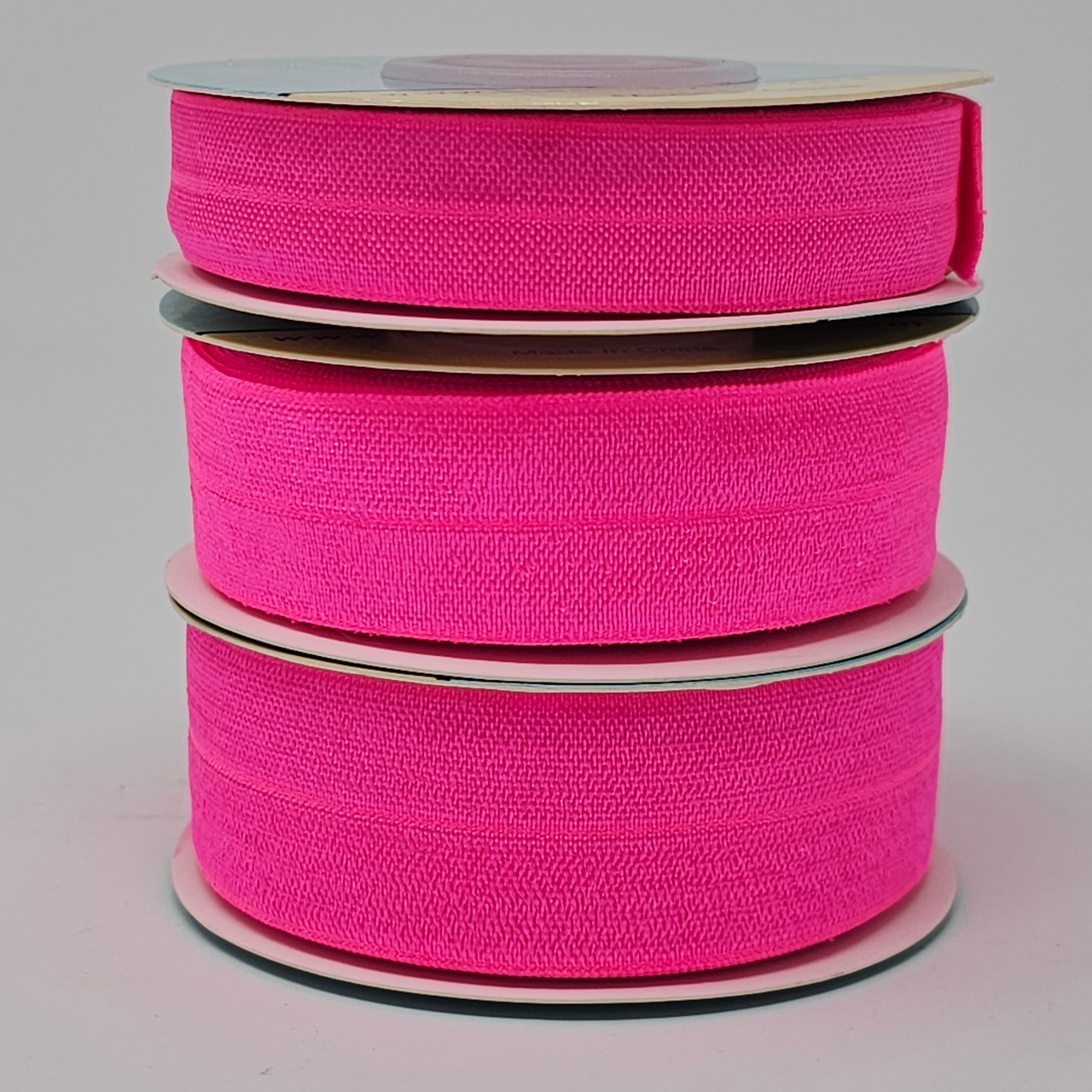 Pink Fold Over Elastic Ribbon 5/8” wide by the yard