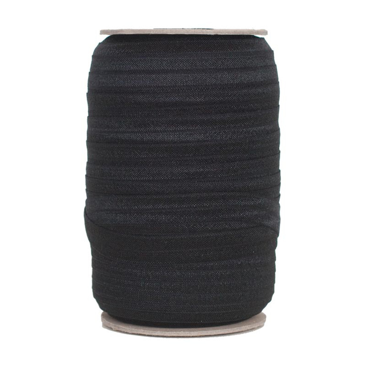 Black Fold Over Elastic Foe Roll 1 Inch Width 50yds for sale