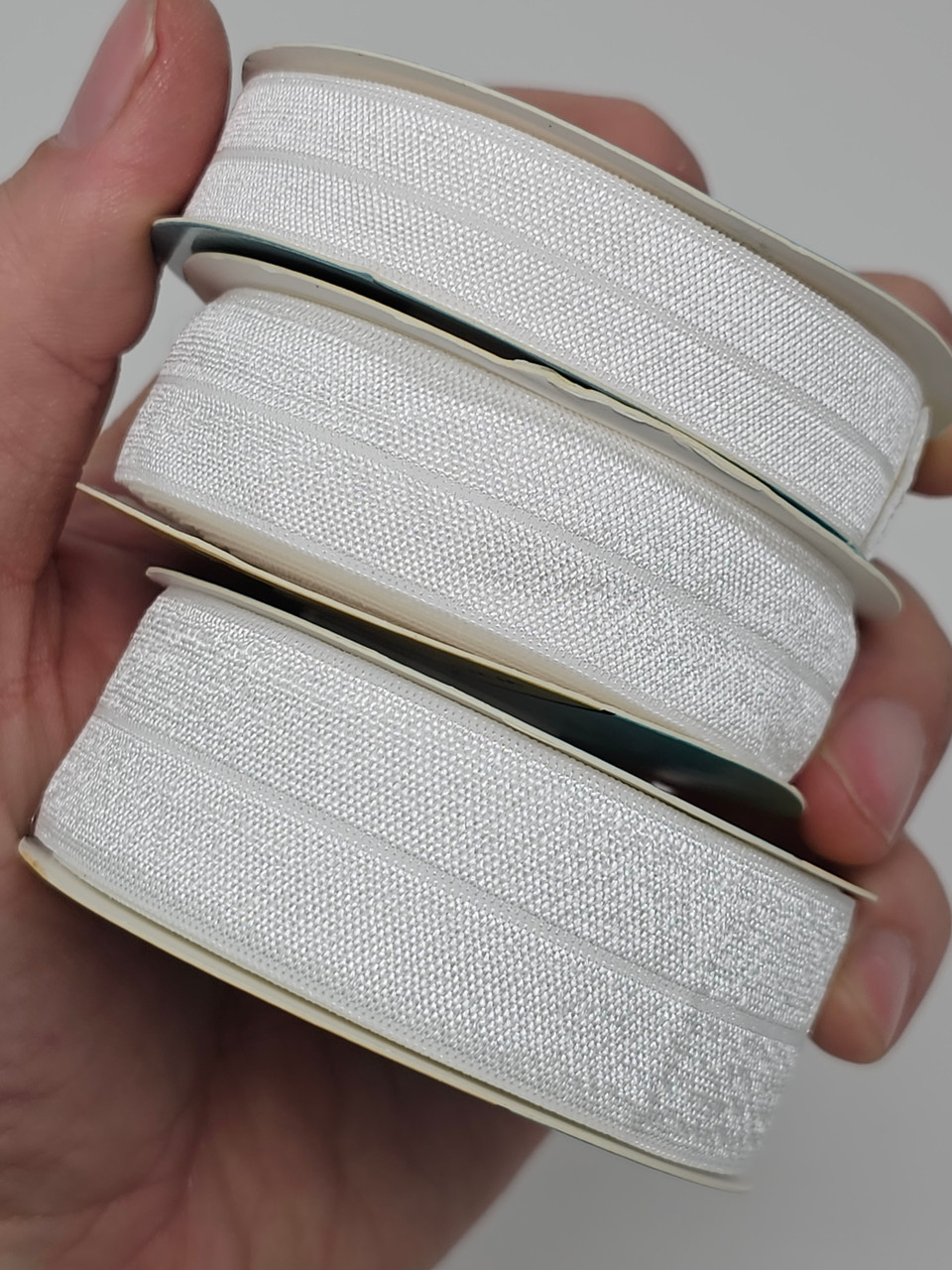 White, 15mm Wide Fold Over Elastic