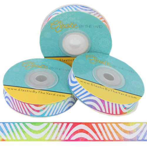 Rainbow Swirl 5/8" Fold Over Elastic