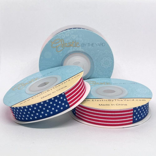 USA Flag 5/8" Fold Over Elastic 5yd