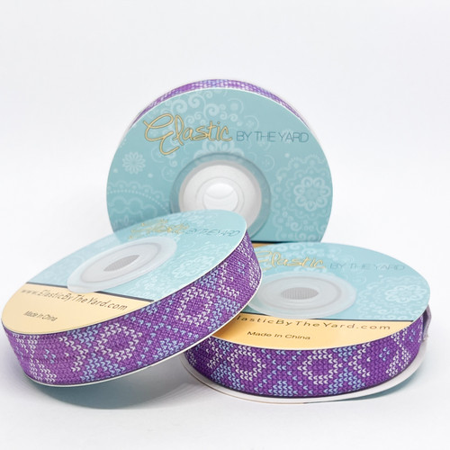 Geometric Purple 5/8" Fold Over Elastic