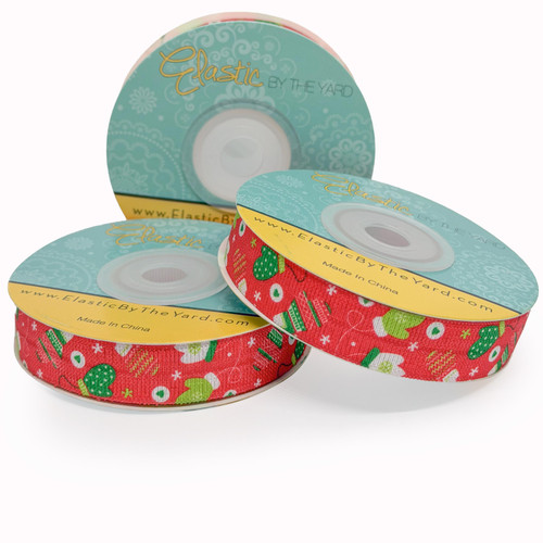 Mittens on Red 5/8" Fold Over Elastic