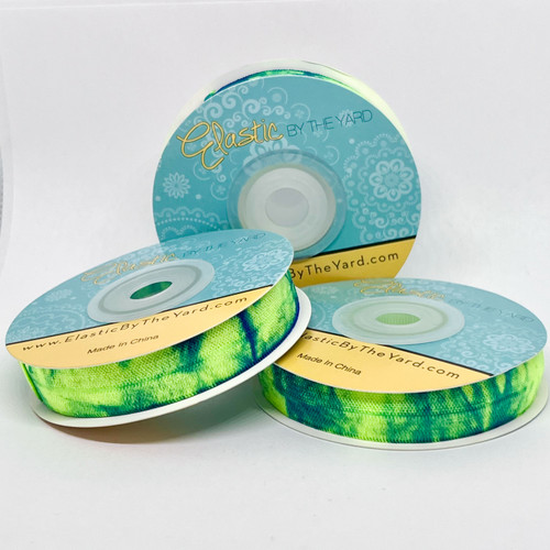 Green Tie Dye 5/8" Fold Over Elastic Green Tie Dye 5/8" Fold Over Elastic