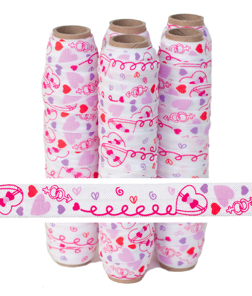 Valentine's Confetti Print Fold Over Elastic