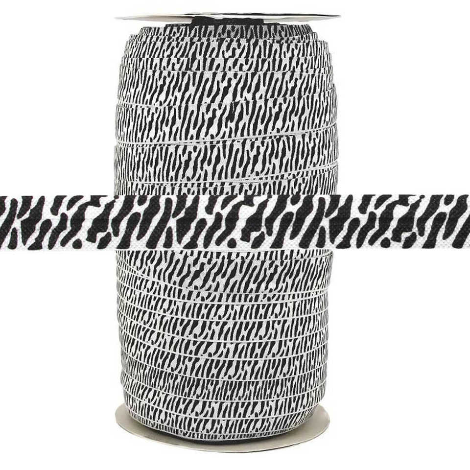 Blue Zebra Print Fold Over Elastic