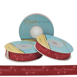 Merry Christmas on Scarlet Fold Over Elastic