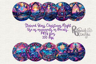 Stained Glass Christmas Eve Ornament Graphic Download 1