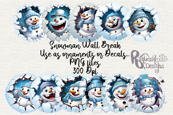 Snowmen Wall Break Ornament Graphic Download 3