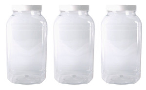 3 Large Sweetshop Style Plastic Jars 4430ml with White Lids 3 Large Sweetshop Style Plastic Jars 4430ml with White Lids
