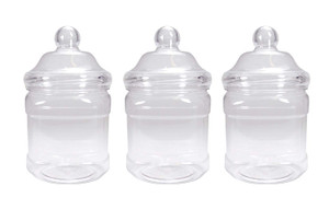 Pack of 3 Clear Plastic Reusable Jars with Victorian Screw Top Lids capacity 1350ml Pack of 3 Clear Plastic Reusable Jars with Victorian Screw Top Lids capacity 1350ml