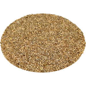 A photograph of a neat round pile of the Britten & James Premium Tropical Finch Seed. A photograph of a neat round pile of the Britten & James Premium Tropical Finch Seed.