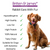 A happy dog next to a list of good things about these treats; hypoallergenic, high quality, low fat, high protein, 100% natural, tasty chew, suitable for dogs with sensitive stomachs