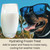 A glass of goats milk powder mixed with water, next to a brown and black dog with sunglasses on, and tongue out, on a hot day.  Text says 'Hydrating Frozen Treat. Add to water and freeze to create tasty, cooling hot-weather treats.'