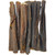 10 thin beef collagen chews for dogs, 15cm long cylindrical chews in varying shades of brown.