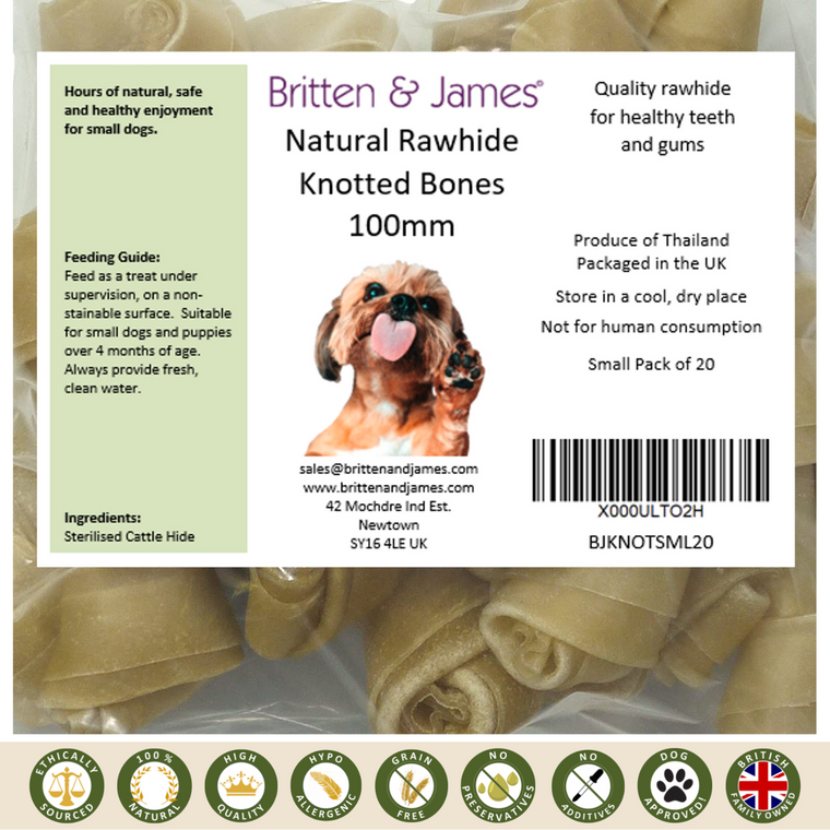 Pet Safe Natural Rawhide Knotted Bones - Small