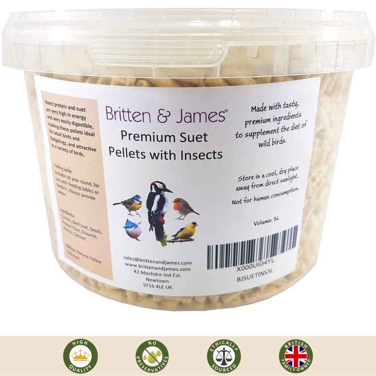 Premium Suet Pellets with Insects for Birds 3L Tub