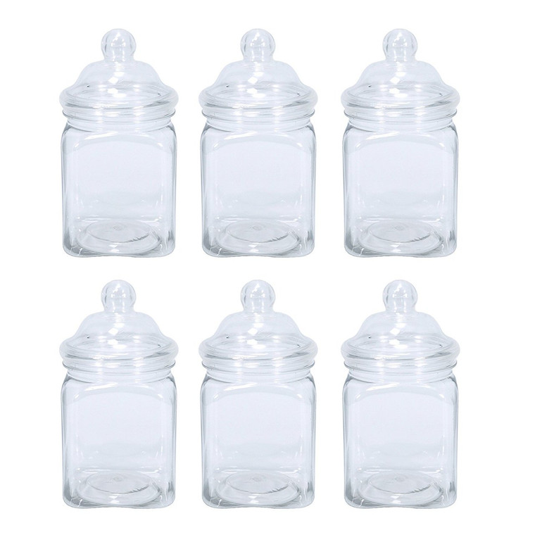 6 Small Plastic 450ml Jars with Victorian Style Lids