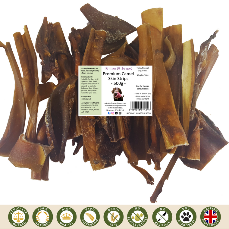 Premium Camel Skin Strips for Dogs 500g