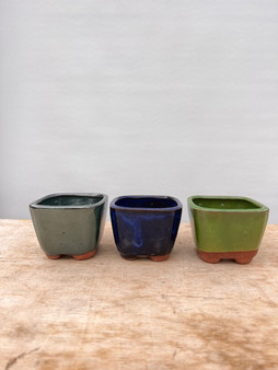 Mini Cube Glazed Ceramic Bonsai Pot