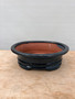 Med. Oval Glazed Ceramic Bonsai Pot- teal