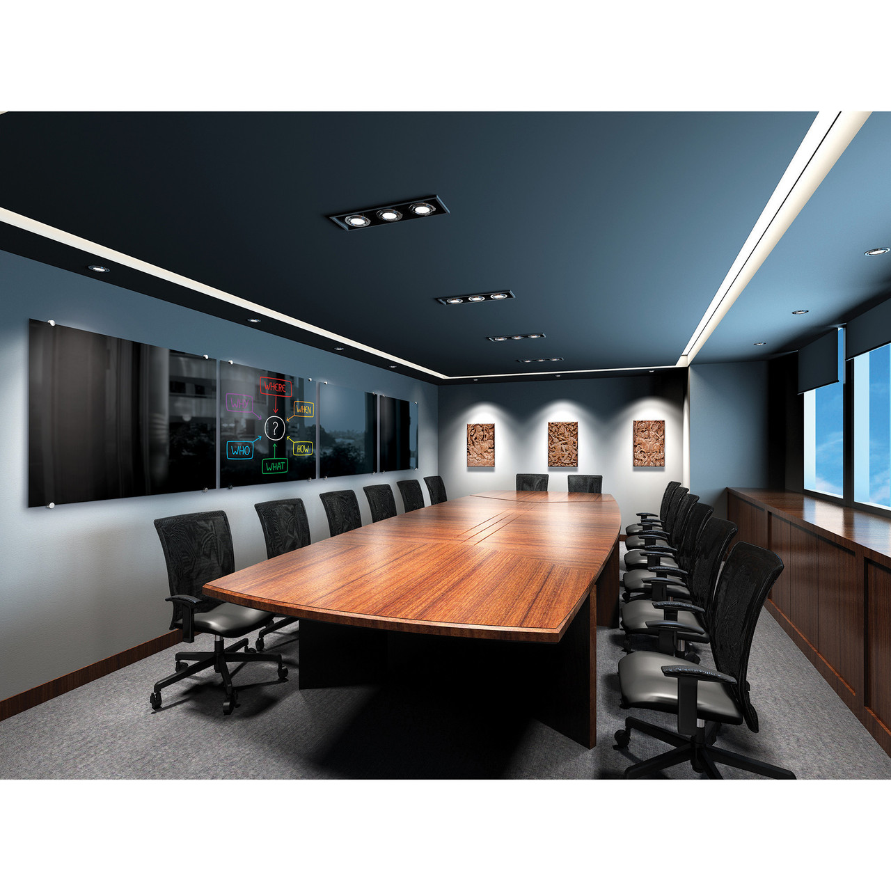 Black glass markerboard for the office conference room or client meeting  spaces! Best-Rite Visionar…