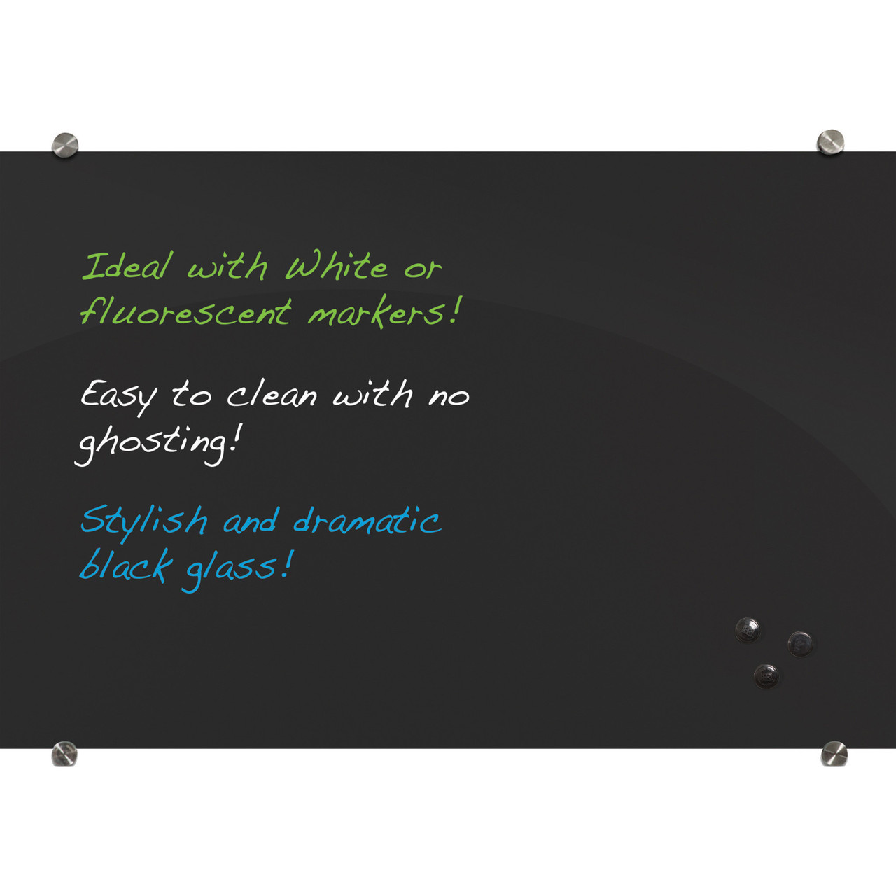 Visionary Black Magnetic Glass Dry Erase Board - 24W x 36H - COE  Distributing