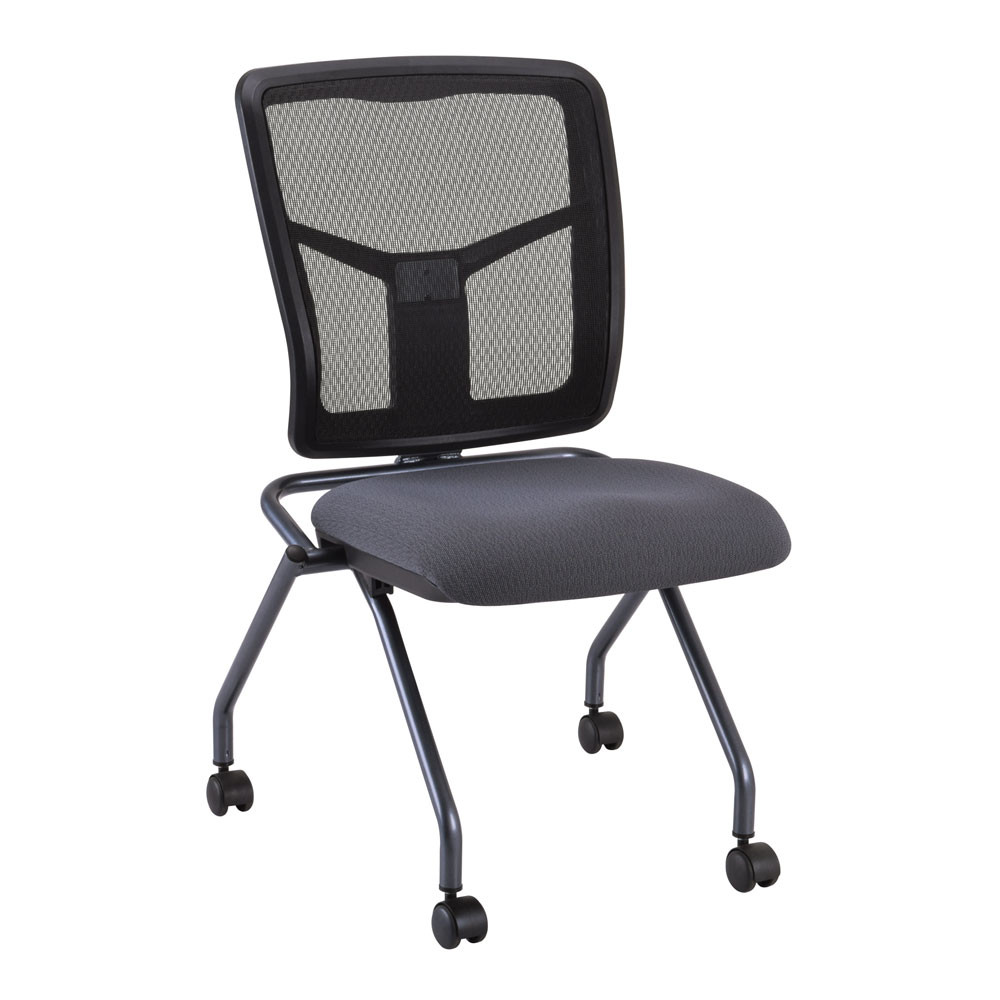 OfficeSource | CoolMesh | Armless Nesting Chair with Titanium Gray