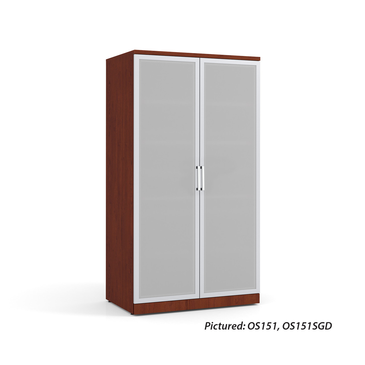 OfficeSource Storage & Wardrobe Cabinets Tempered Glass Silver Frame Cabinet Door For OS150, OS151 - Image 3