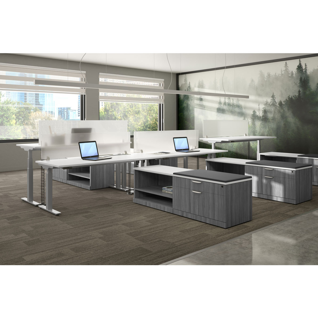 OfficeSource Cosmo Collection Glass Top Reception Desk - 48W x 32