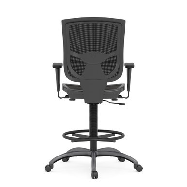 OfficeSource | CoolMesh Pro Collection | Mesh Back Task Stool with Adjustable Arms, Upholstered Seat, Footring and Titanium Base - Image 9