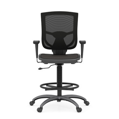 OfficeSource | CoolMesh Pro Collection | Mesh Back Task Stool with Adjustable Arms, Upholstered Seat, Footring and Titanium Base - Image 10
