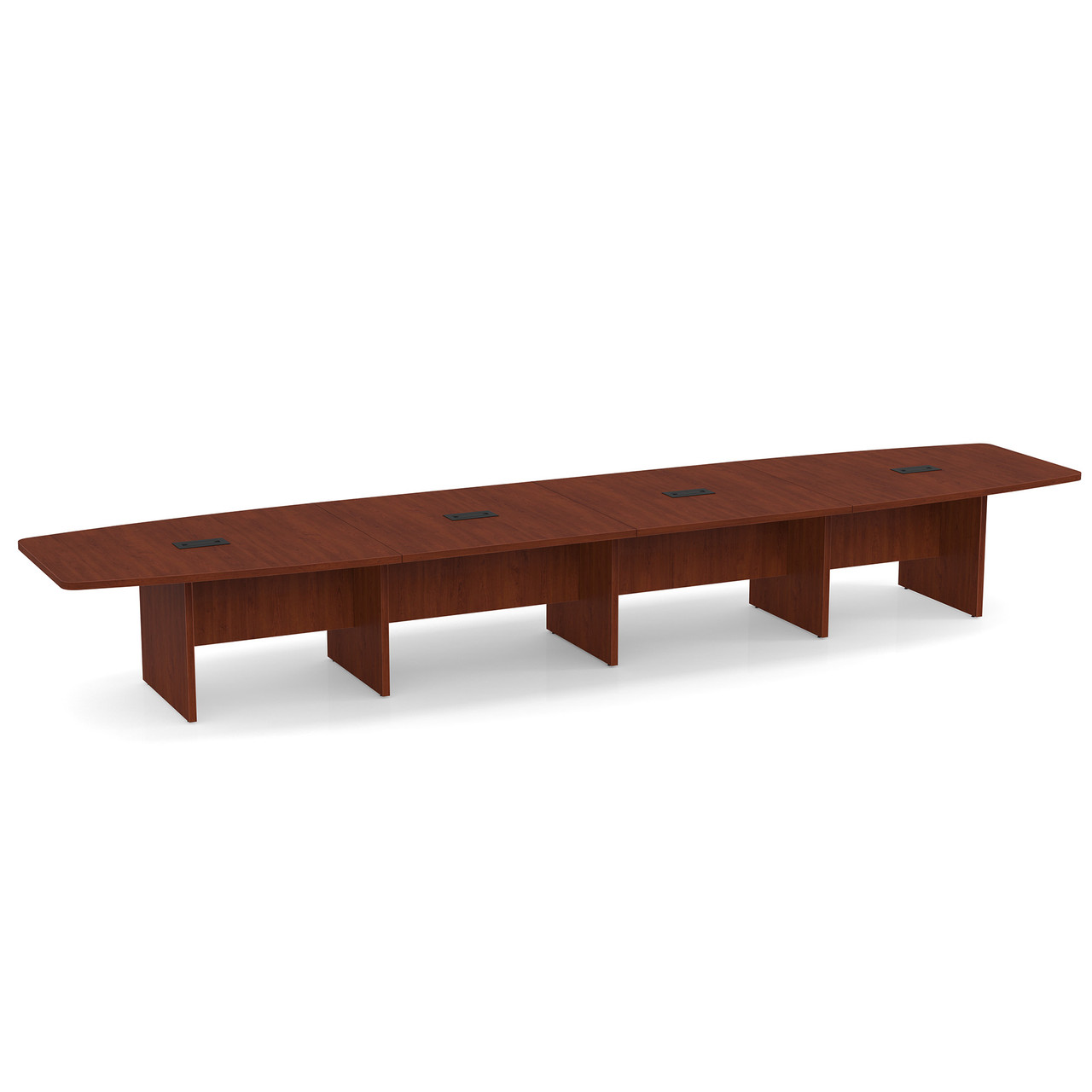 OfficeSource | OS Laminate Conference Tables | Expandable Boat Shaped Conference Table with Slab Base - 18' - Image 2