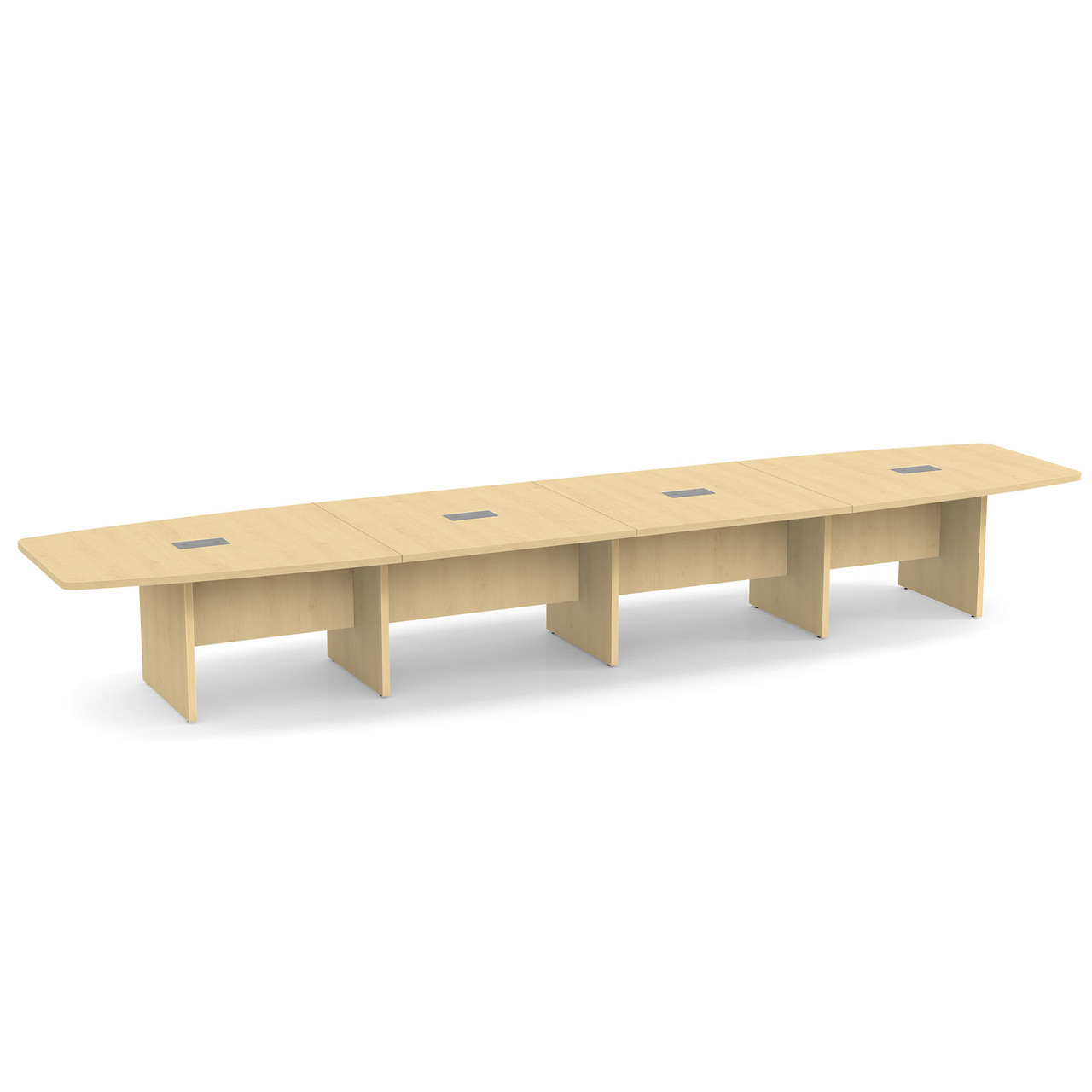 OfficeSource | OS Laminate Conference Tables | Expandable Boat Shaped Conference Table with Slab Base - 18' - Image 6