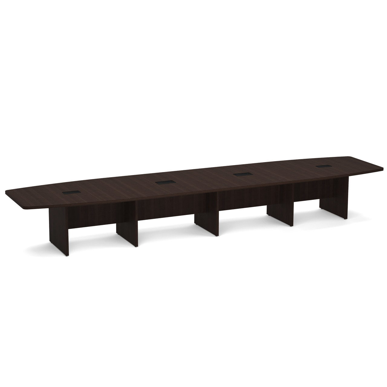 OfficeSource | OS Laminate Conference Tables | Expandable Boat Shaped Conference Table with Slab Base - 18' - Image 5