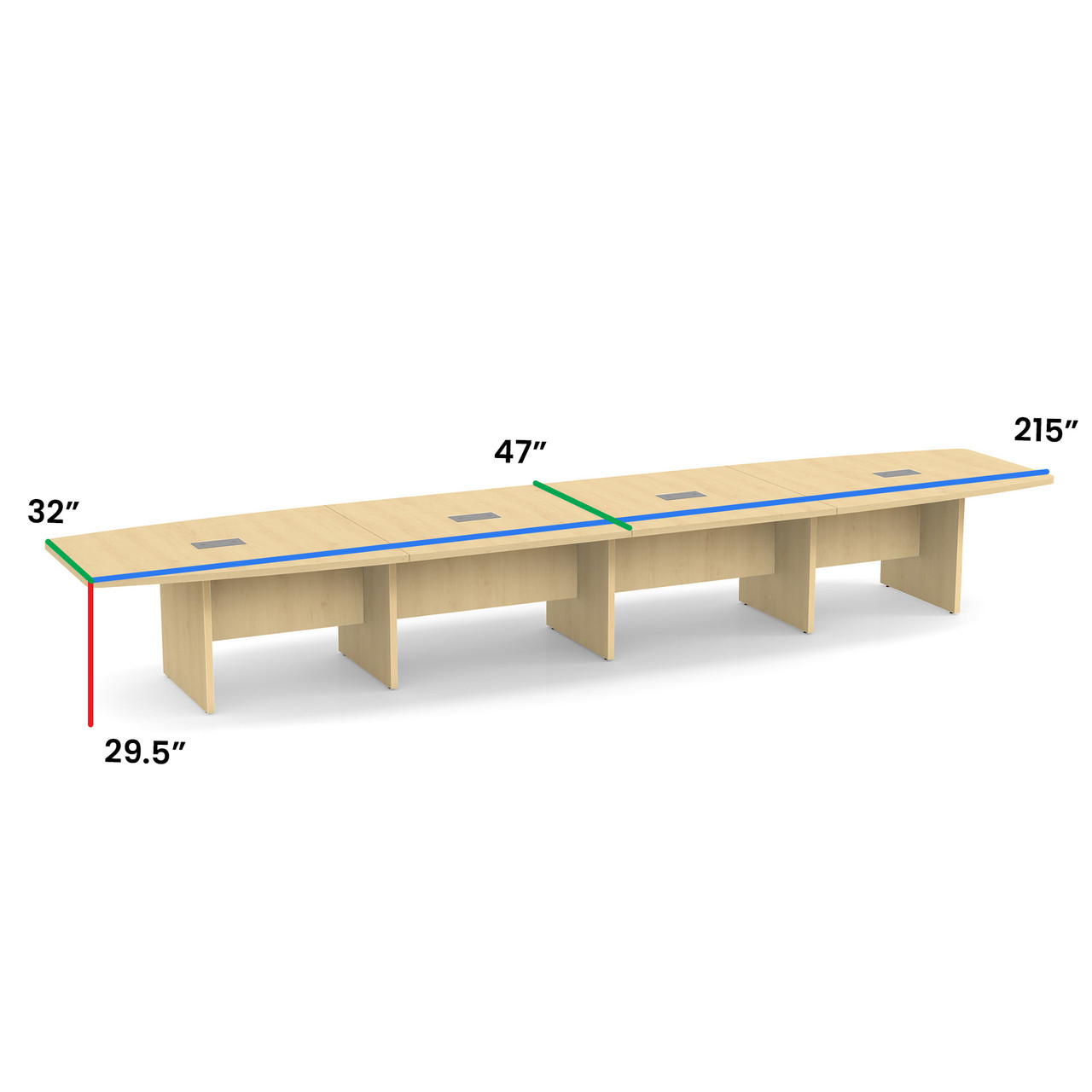 OfficeSource | OS Laminate Conference Tables | Expandable Boat Shaped Conference Table with Slab Base - 18' - Image 8
