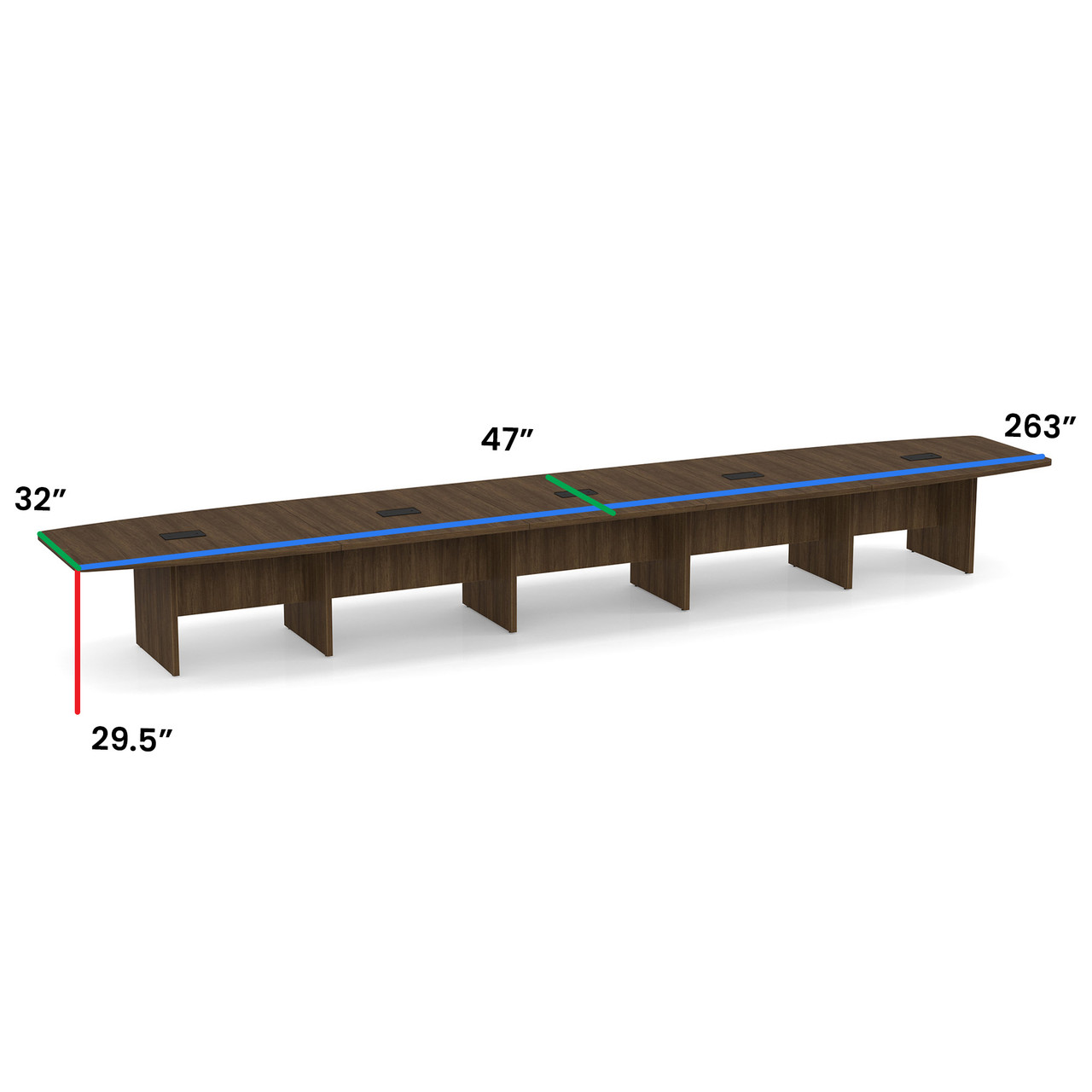 OfficeSource | OS Laminate Conference Tables | Expandable Boat Shaped Conference Table with Slab Base - 22' - Image 8
