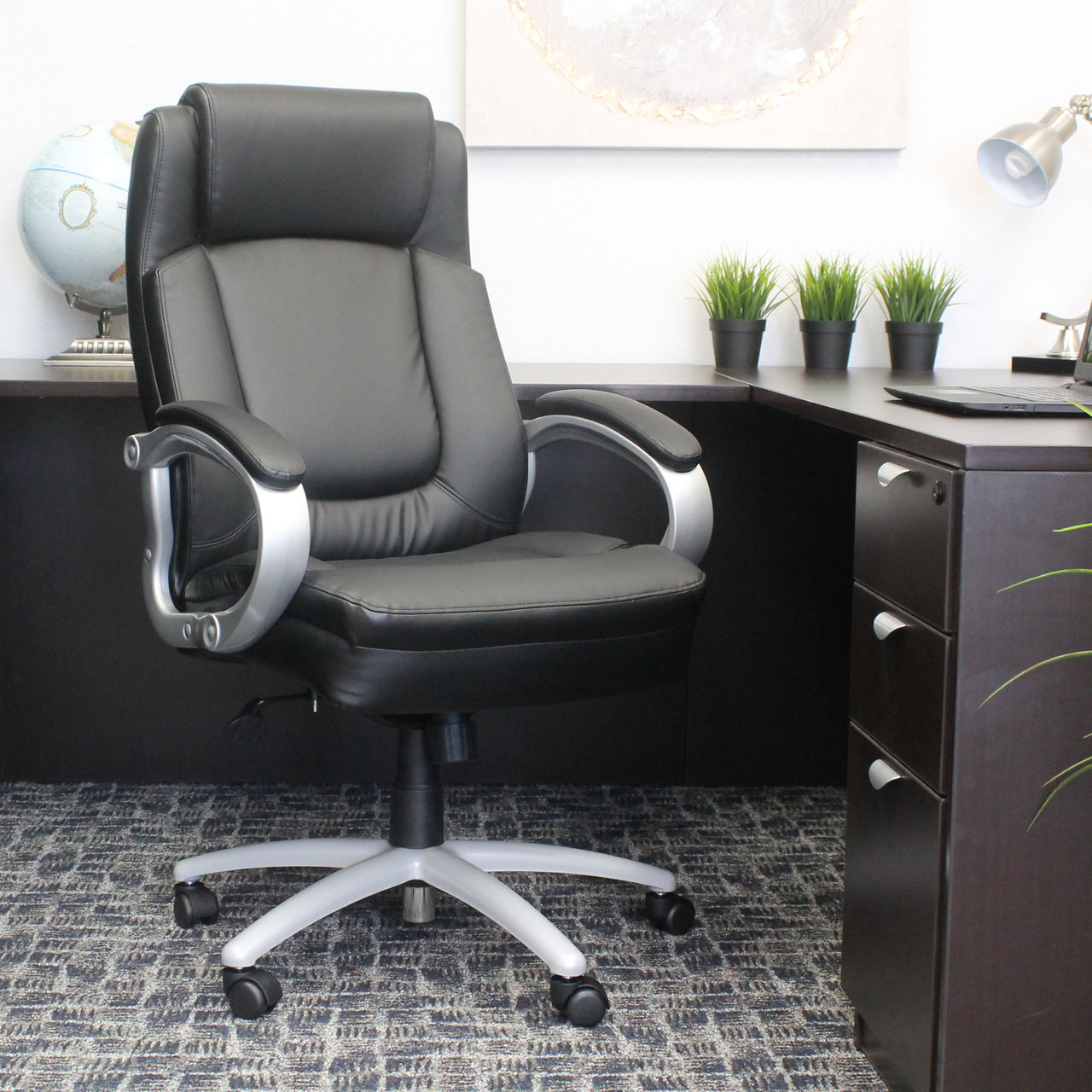 OfficeSource | Big & Tall | Executive Chair with Silver Heavy Duty Metal  Base - COE Distributing