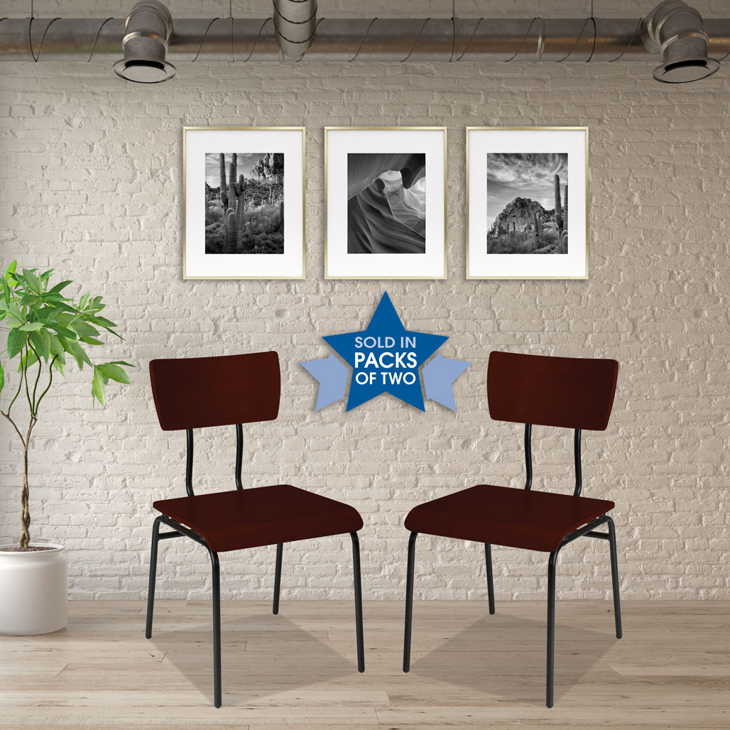 OfficeSource | Timber | Wood Chair with Black Metal Frame - Image 3