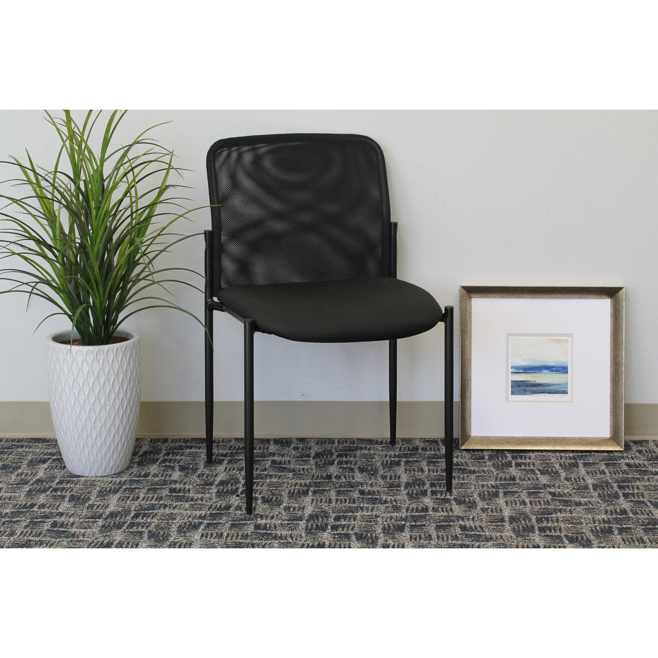 OfficeSource | Crossway | Armless Side Chair with Black Frame
