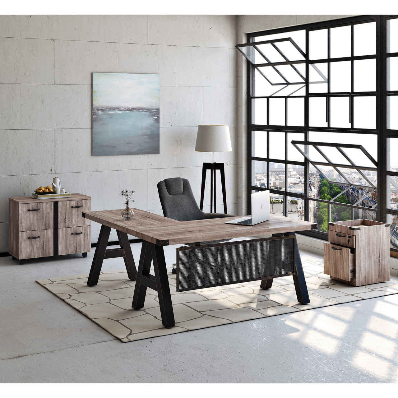 OfficeSource | Epitome | Industrial Desk with Metal Corners - 72"W - Image 2